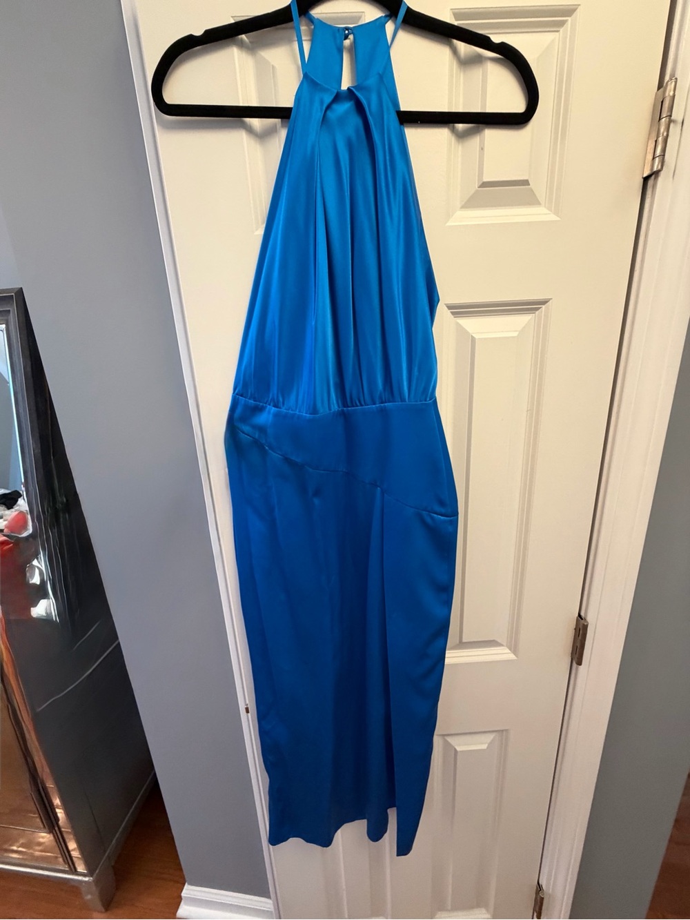 Blue Halter Midi Dress - Elegant Evening Style